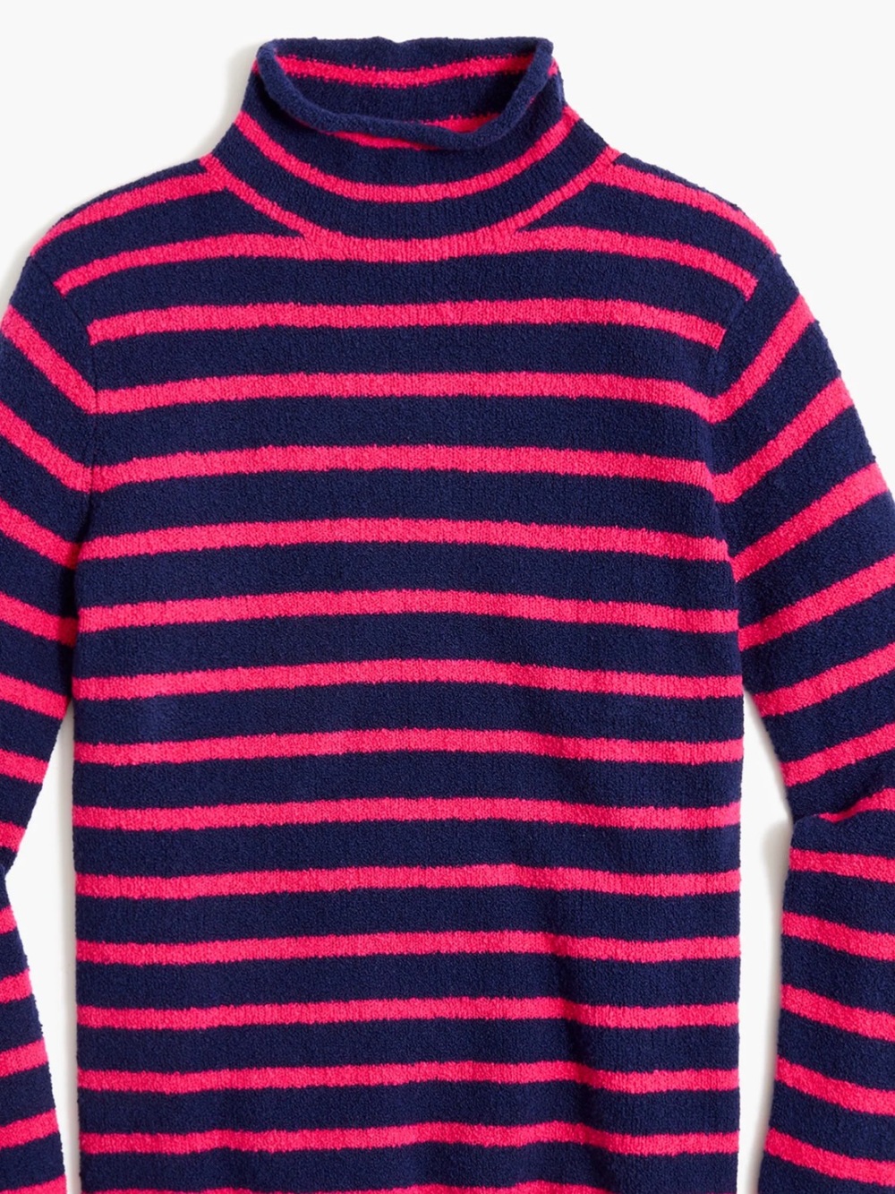 J. Crew Cozy Rollneck Navy and Hot Pink Striped Pullover Sweater Small